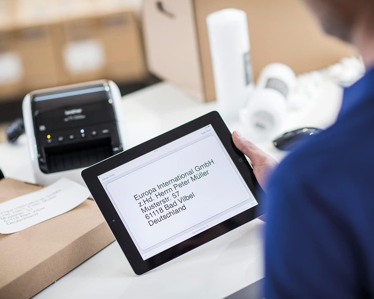 Brother QL-1110NWBc Label Printer | Shipping Labeller | Wireless/USB 2.0 | Desktop | Wide Format 4 Inch Labels | UK Plug
