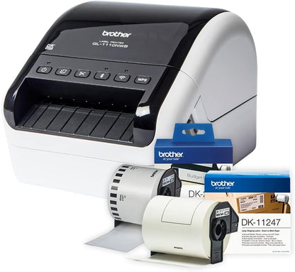 Brother QL-1110NWBc Label Printer | Shipping Labeller | Wireless/USB 2.0 | Desktop | Wide Format 4 Inch Labels | UK Plug
