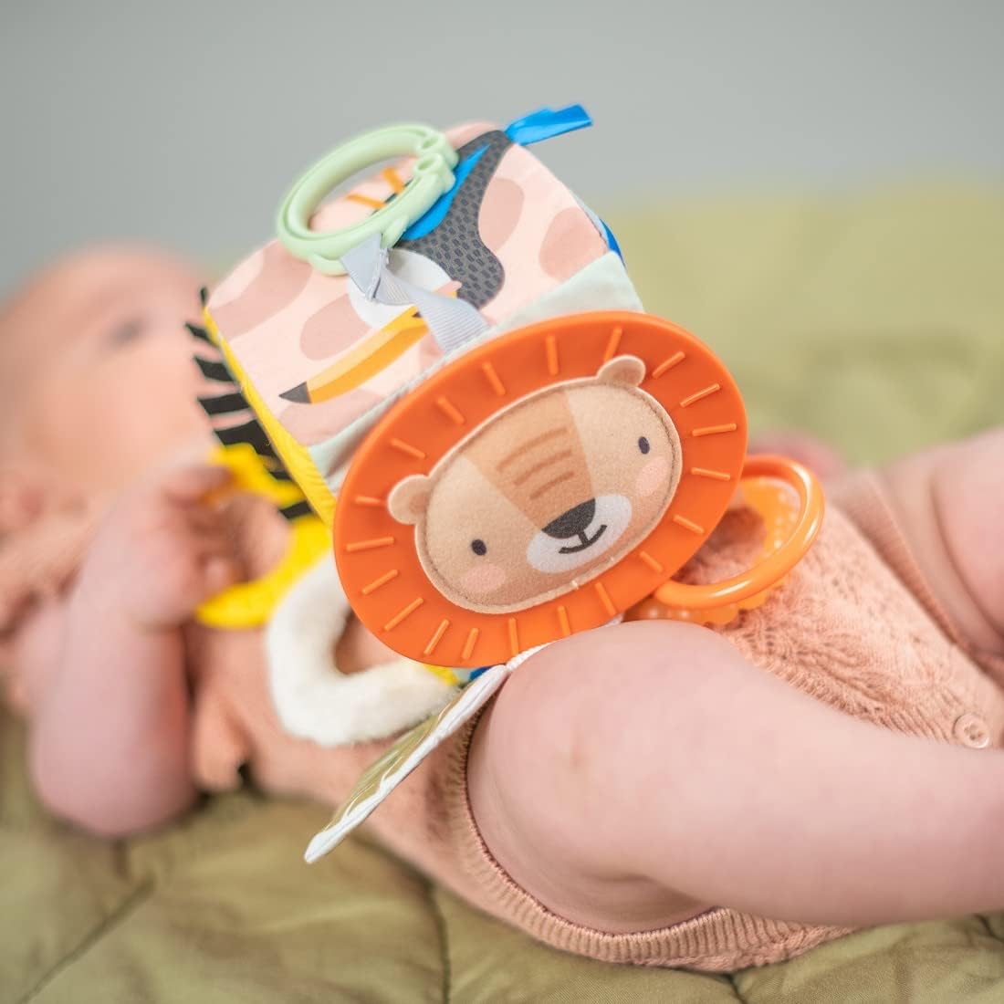 Taf Toys Savannah Discovery Cube Sensory Baby Toy. Includes Teether, Baby Safe Mirror, Padded Handle, Chime Bell. Attach to Cot or Pram. 0 month + Various