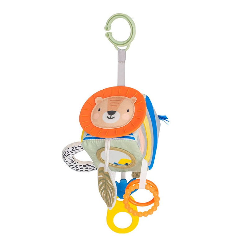 Taf Toys Savannah Discovery Cube Sensory Baby Toy. Includes Teether, Baby Safe Mirror, Padded Handle, Chime Bell. Attach to Cot or Pram. 0 month + Various