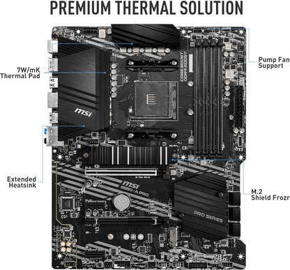 MSI B550-A PRO Motherboard ATX - Supports AMD Ryzen 3rd Gen Processors, AM4, DDR4 Boost (4400MHz/OC), 1 x PCIe 4.0/3.0 x16, 1 x PCIe 3.0/3.0 x16, 1 x M.2 Gen4 x4, 1 x M.2 Gen3 x4, HDMI, Gigabit LAN