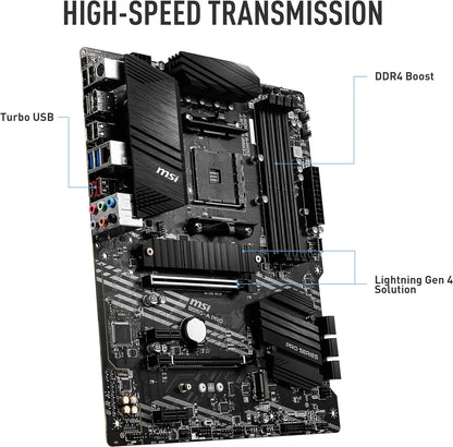 MSI B550-A PRO Motherboard ATX - Supports AMD Ryzen 3rd Gen Processors, AM4, DDR4 Boost (4400MHz/OC), 1 x PCIe 4.0/3.0 x16, 1 x PCIe 3.0/3.0 x16, 1 x M.2 Gen4 x4, 1 x M.2 Gen3 x4, HDMI, Gigabit LAN