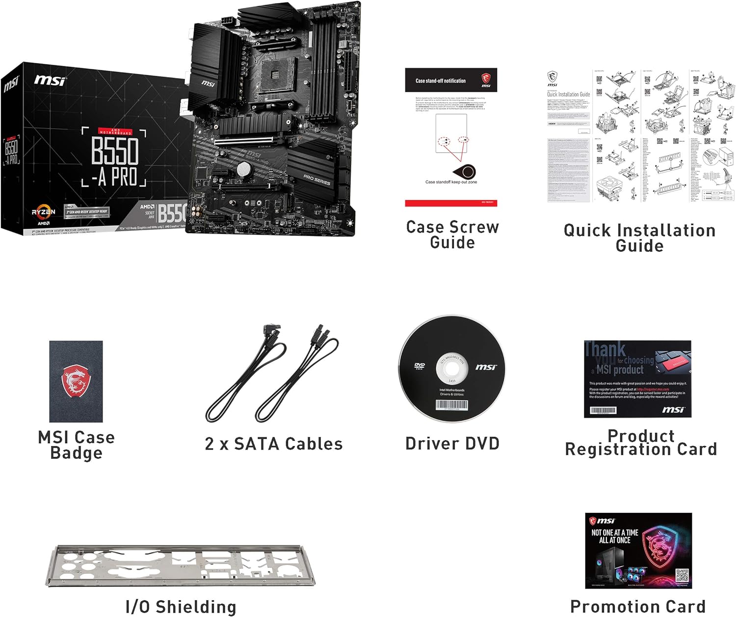 MSI B550-A PRO Motherboard ATX - Supports AMD Ryzen 3rd Gen Processors, AM4, DDR4 Boost (4400MHz/OC), 1 x PCIe 4.0/3.0 x16, 1 x PCIe 3.0/3.0 x16, 1 x M.2 Gen4 x4, 1 x M.2 Gen3 x4, HDMI, Gigabit LAN