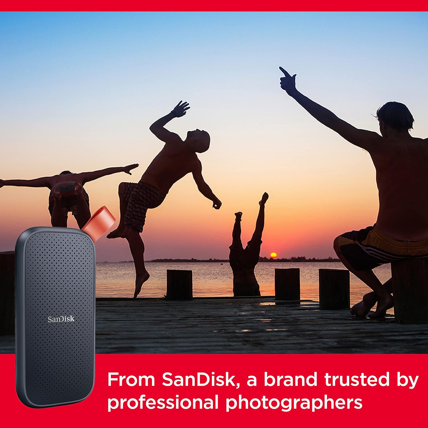 SanDisk 1TB Portable SSD external drive, up to 800 MB/s read, USB 3.2 Gen 2, solid state drive, Updated firmware, fastening loop made of durable rubber, Grey