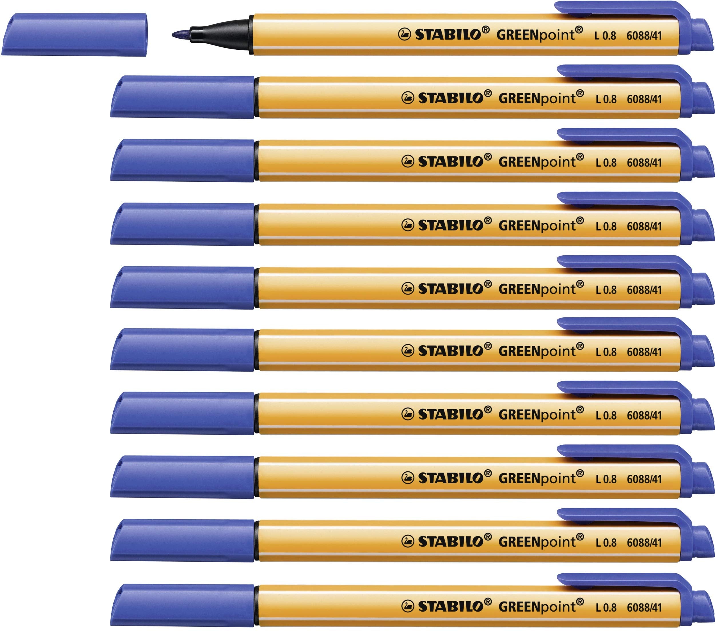 Eco-Friendly Fibre-Tip Sign Pen - STABILO GREENpoint - Pack of 10