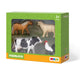 MOJO – Farmland Fun Starter Set with Shetland Pony, Holstein Cow, Romney Sheep Ewe and Cockerel | Hand-Painted Toy Figure | Farmland Collection