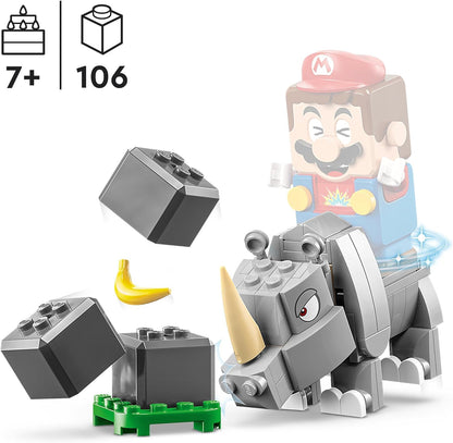 LEGO Super Mario Rambi the Rhino Expansion Set, Buildable Animal Toy Figure, Small Gift to Combine with a Starter Course Game 71420