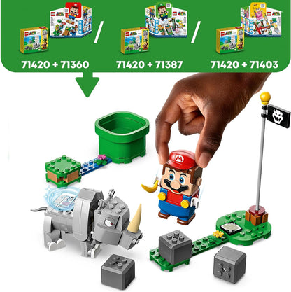 LEGO Super Mario Rambi the Rhino Expansion Set, Buildable Animal Toy Figure, Small Gift to Combine with a Starter Course Game 71420
