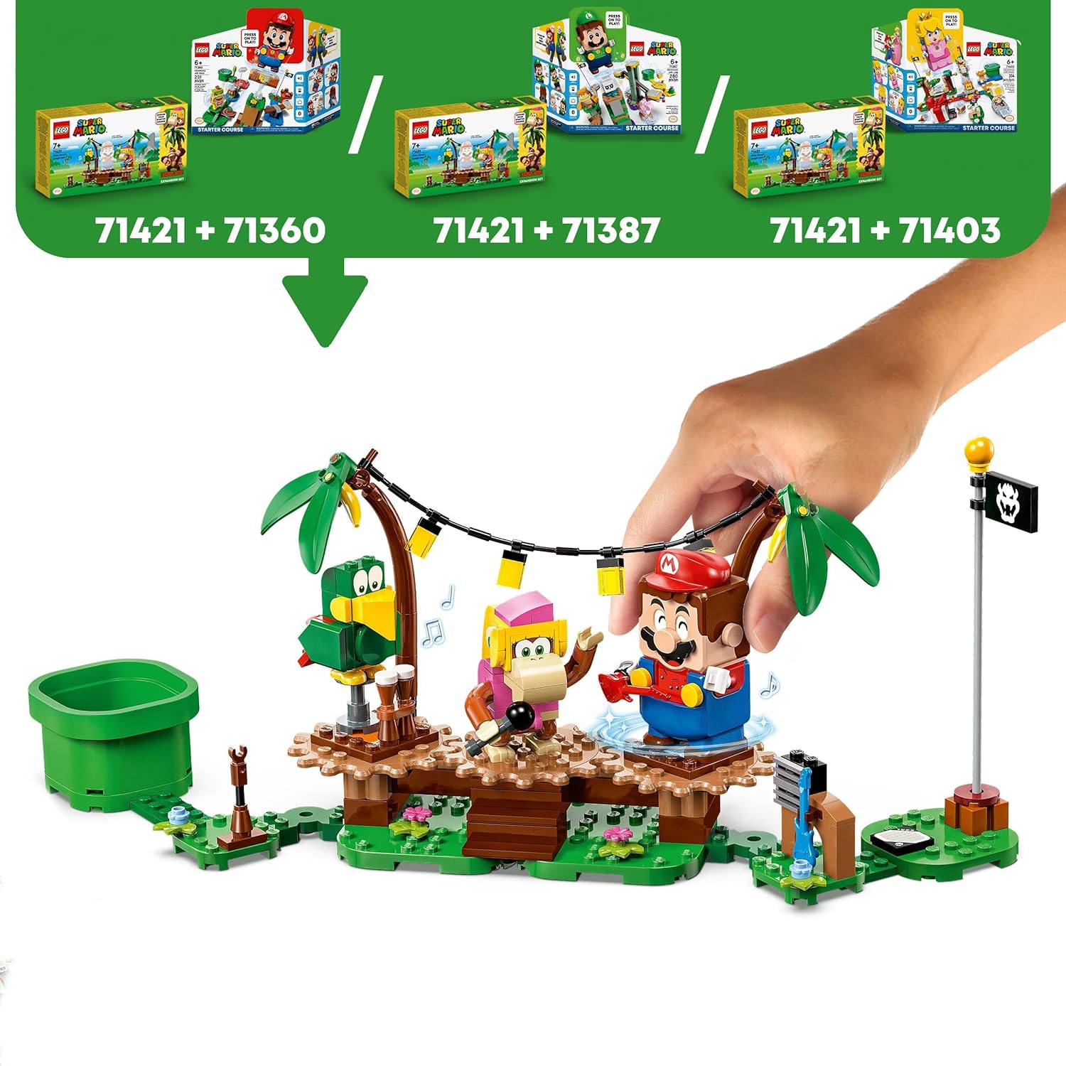 LEGO Super Mario Dixie Kong's Jungle Jam Expansion Set with Dixie Kong and Squawks the Parrot Figures, Buildable Toy to Combine with Starter Course 71421