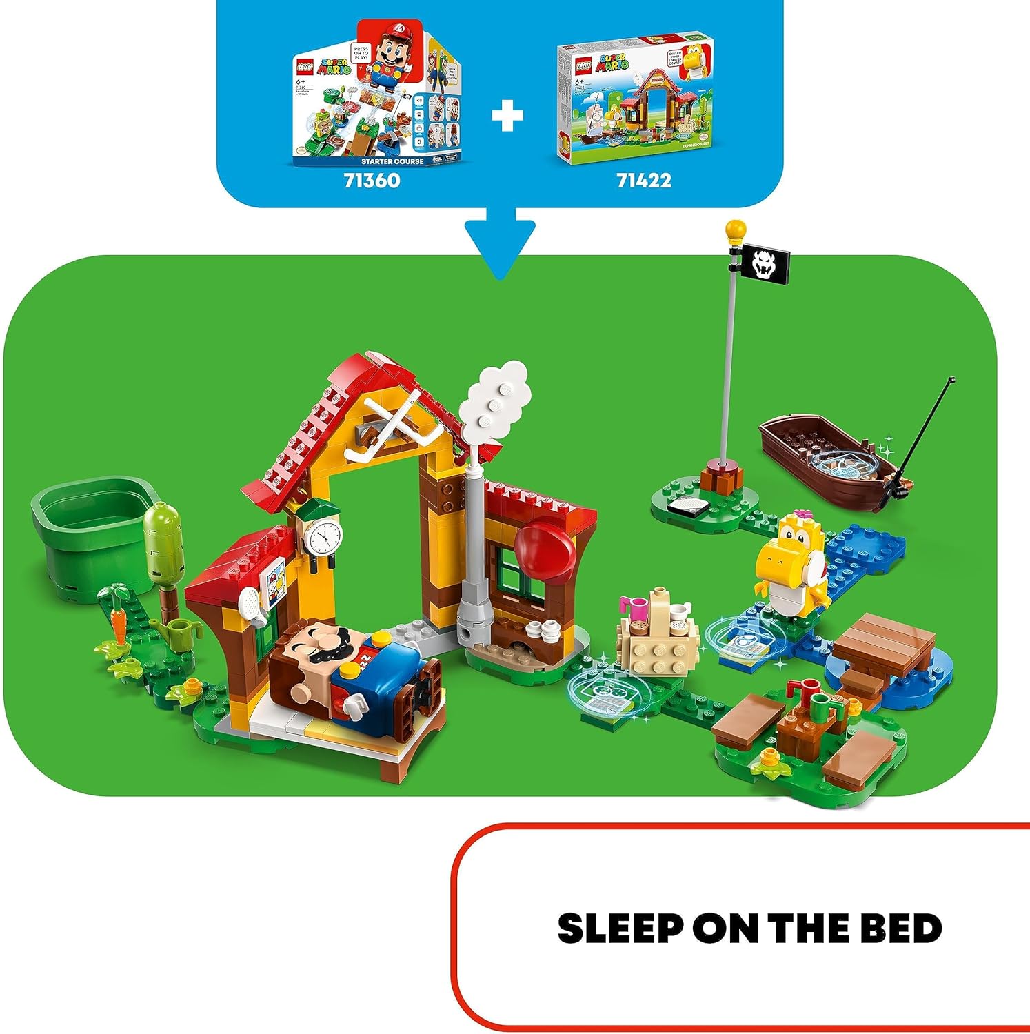 LEGO 71422 Super Mario Picknick bei Mario – Erweiterungsset, Spielzeug mit gelber Yoshi-Figur zum Kombinieren mit einem Starterset, Geschenk für Kinder, Jungen und Mädchen ab 6 Jahren