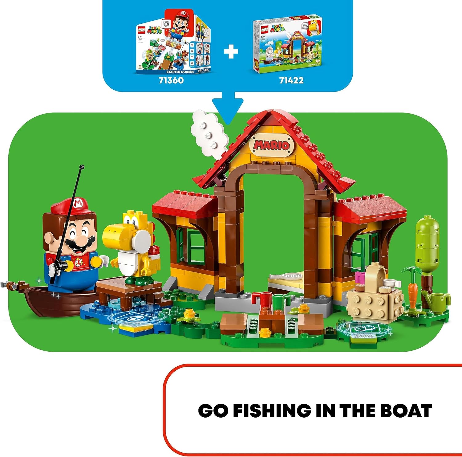 LEGO 71422 Super Mario Picknick bei Mario – Erweiterungsset, Spielzeug mit gelber Yoshi-Figur zum Kombinieren mit einem Starterset, Geschenk für Kinder, Jungen und Mädchen ab 6 Jahren