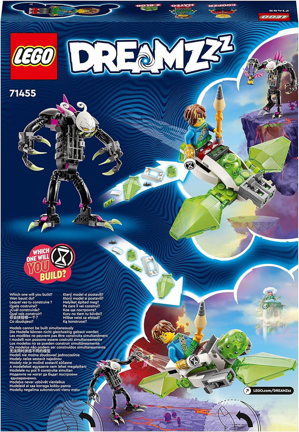 LEGO DREAMZzz 2-in-1 Der Albwärter, Monster-Figuren Set, verwandle Z-Blob in EIN Miniflugzeug oder Hoverbike, enthält 2 Minifiguren aus der TV-Show, Spielzeug für Kinder ab 7 Jahren 71455