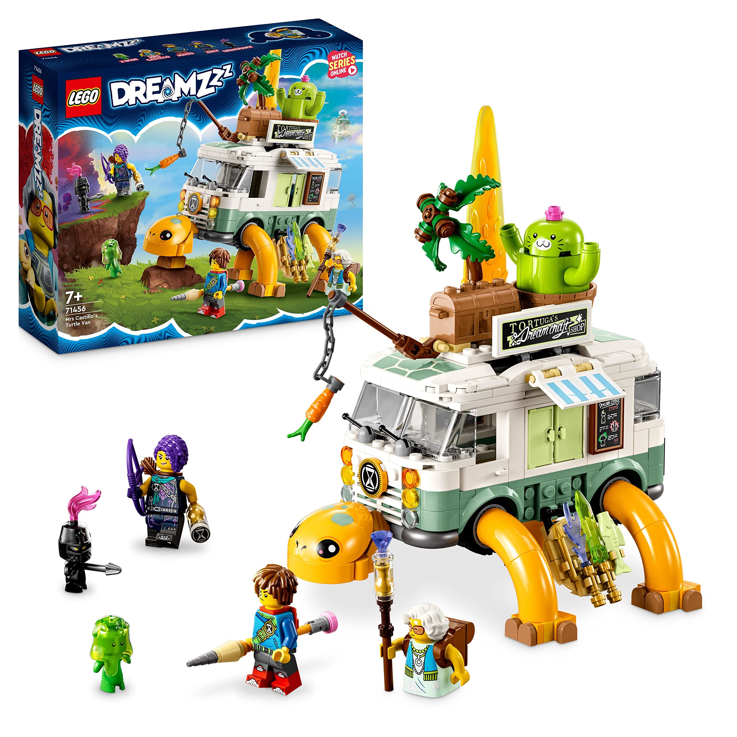 LEGO DREAMZzz Mrs. Castillo's Turtle Van Set, Build a Toy Camper Vehicle from the TV Show in 2 Ways, With Mateo, Zoey and Z-Blob Characters, Toys for Kids, Boys, Girls Aged 7+ (Pre-Order Now) 71456