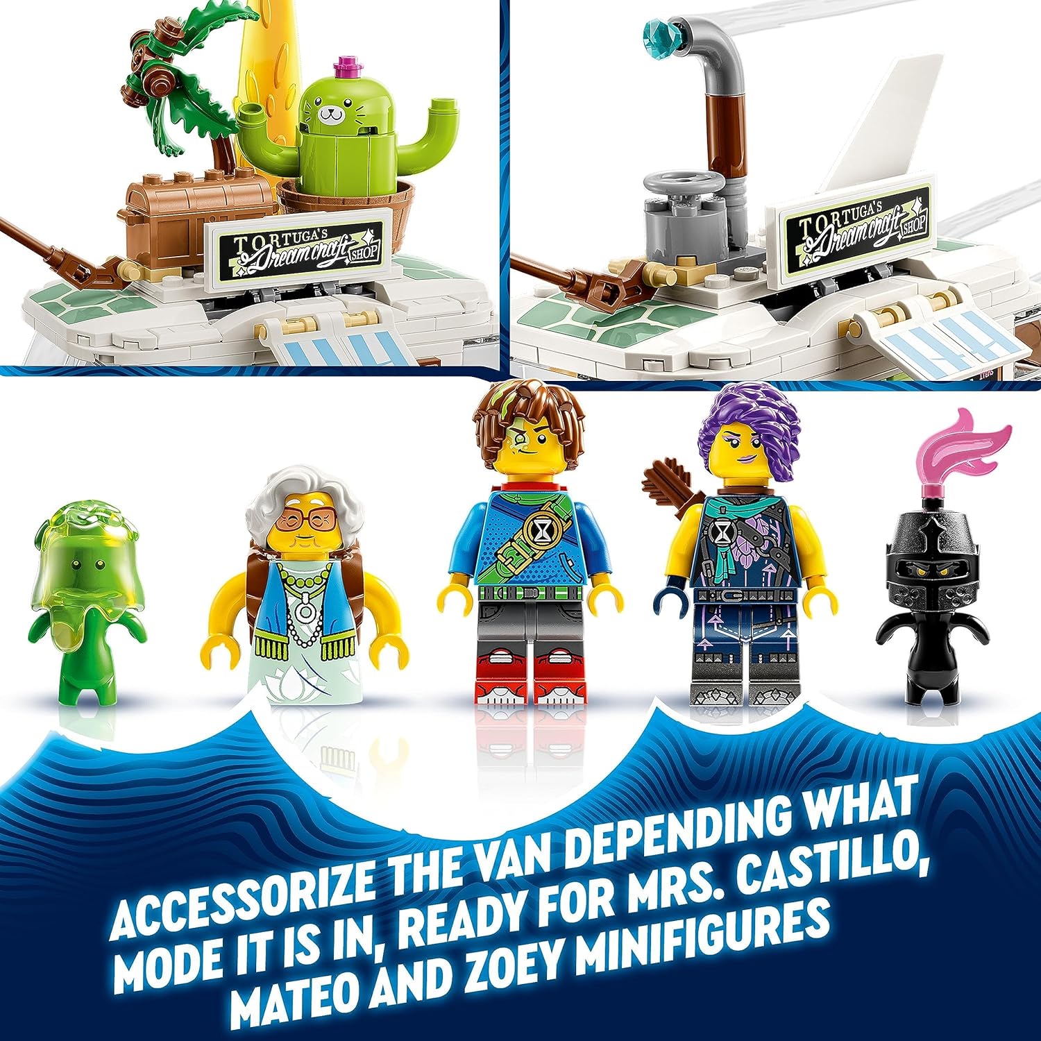 LEGO DREAMZzz Mrs. Castillo's Turtle Van Set, Build a Toy Camper Vehicle from the TV Show in 2 Ways, With Mateo, Zoey and Z-Blob Characters, Toys for Kids, Boys, Girls Aged 7+ (Pre-Order Now) 71456