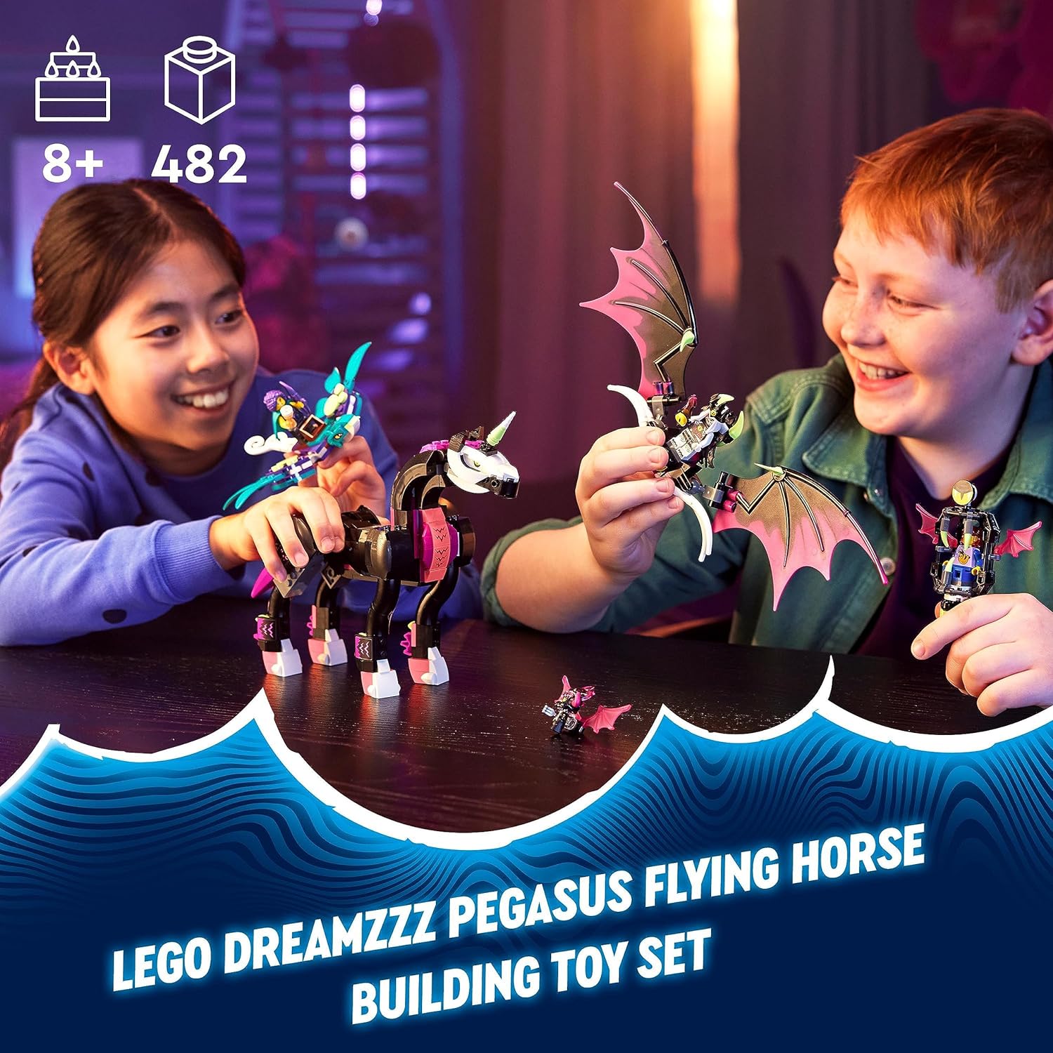 LEGO DREAMZzz 2 en 1 Caballo Volador Pegaso de Juguete para Construir de 2 Maneras Diferentes, Incluye Minifiguras de Zoey, Nova y el Rey de Las Pesadillas de la Serie de TV 71457