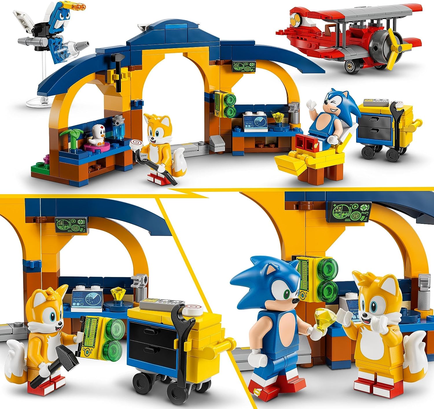 LEGO Sonic the Hedgehog Tails' Workshop and Tornado Plane Set, Buildable Toy Game with Aeroplane Toy and 4 Character Figures including Tails, Toys for Kids 6 Plus Years Old 76991 Single