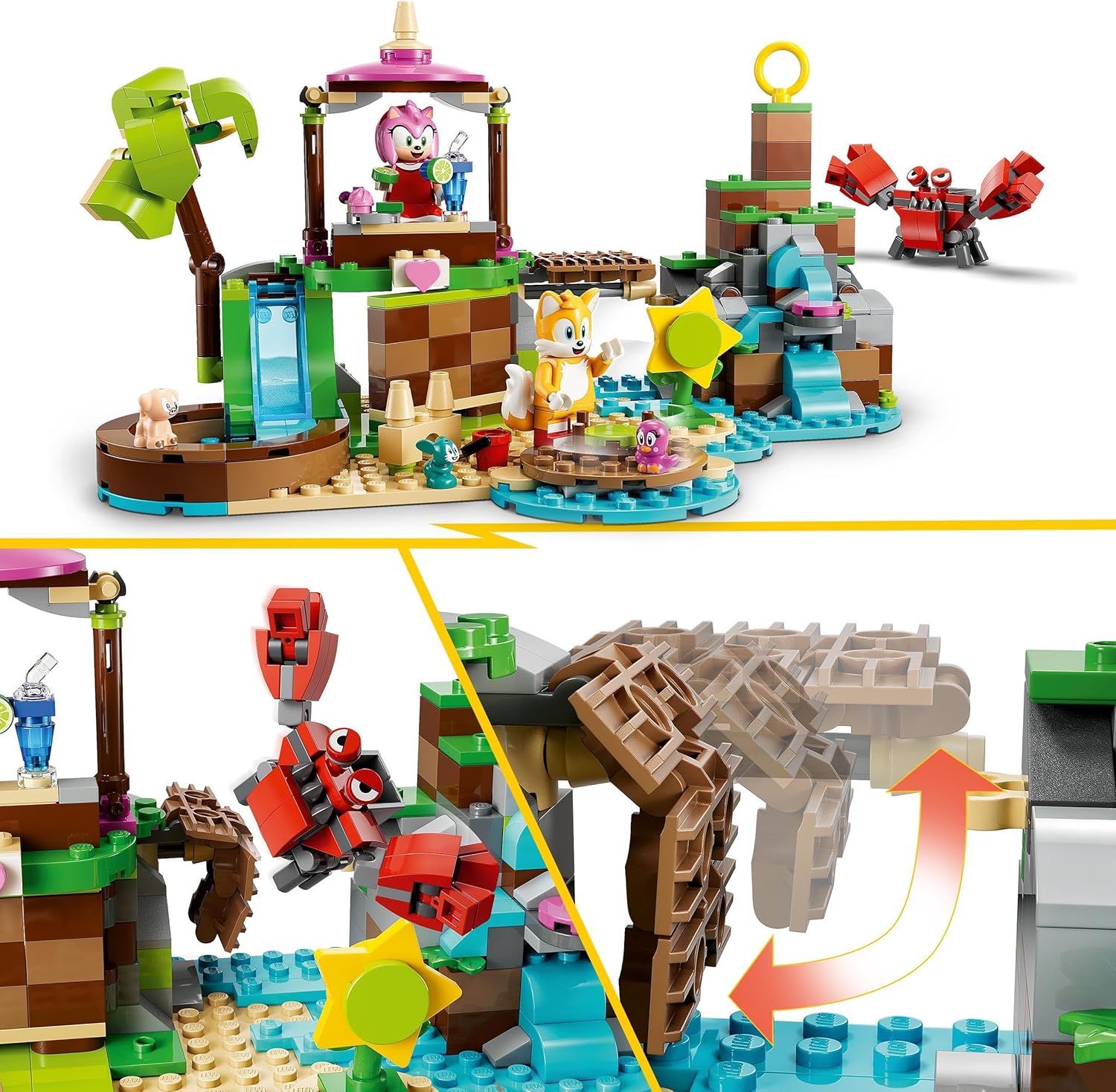 LEGO Sonic The Hedgehog Amys Tierrettungsinsel Spielzeug-Set, Baubares Spiel mit 6 Charakteren, darunter Amy & Tails-Figuren, Geschenke für Kinder, Jungen und Mädchen ab 7 Jahren 76992