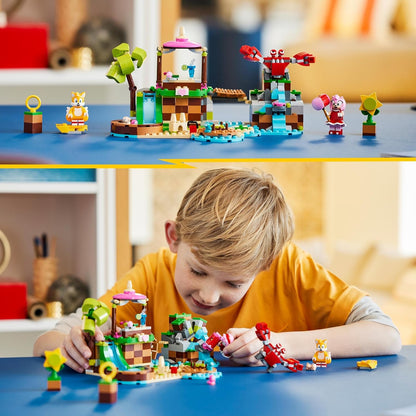 LEGO Sonic The Hedgehog Amys Tierrettungsinsel Spielzeug-Set, Baubares Spiel mit 6 Charakteren, darunter Amy & Tails-Figuren, Geschenke für Kinder, Jungen und Mädchen ab 7 Jahren 76992