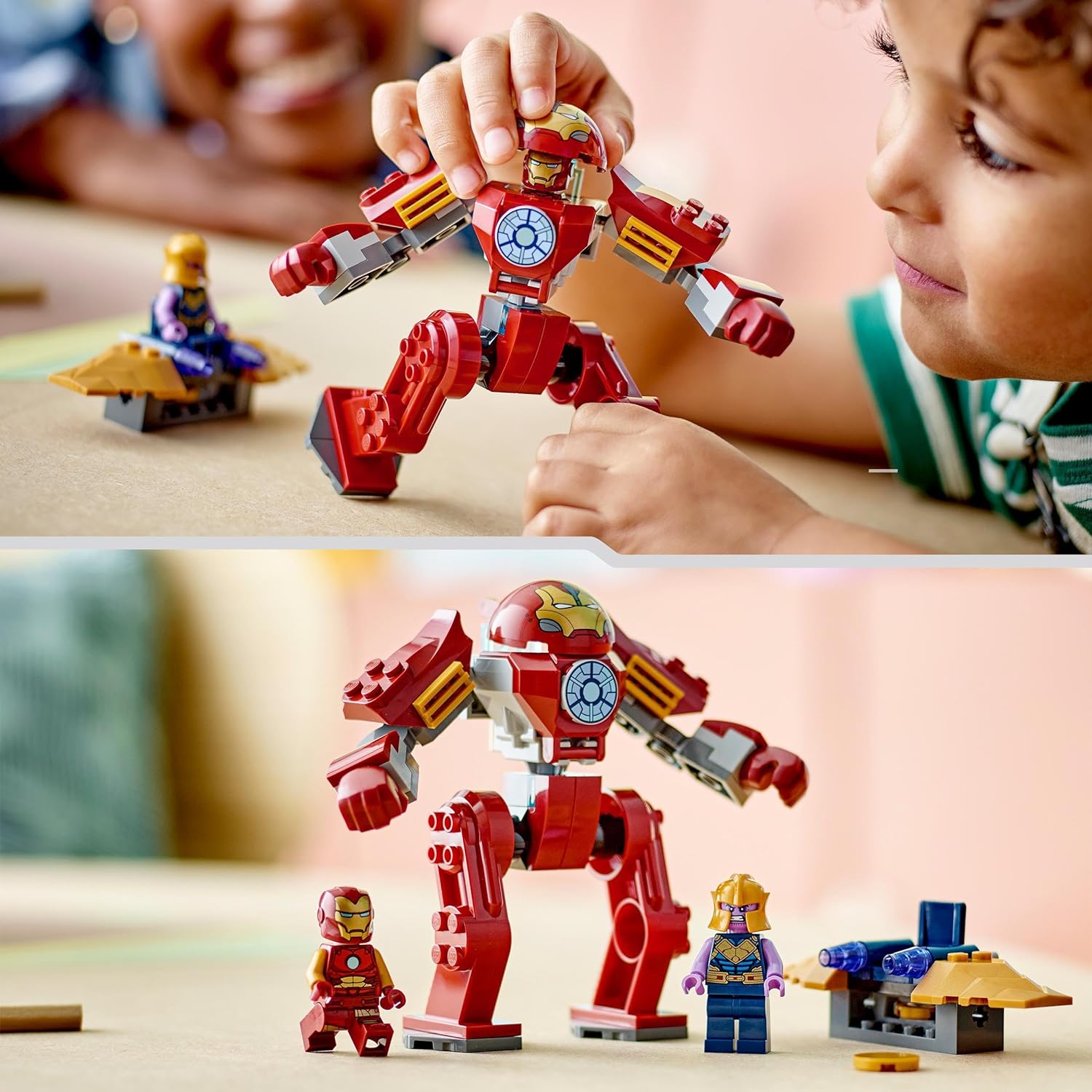 LEGO Marvel Iron Man Hulkbuster vs. Thanos Playset for Kids Aged 4 Plus, Super Hero Action Based on Avengers: Infinity War, with Buildable Action Figure, Toy Plane and 2 Minifigures 76263