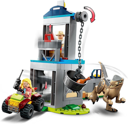 LEGO 76957 Jurassic Park Velociraptor Escape Dinosaur Toy for Boys, Girls, Kids Aged 4 and Up, Set with Dino Figure, Off-Road Car and 2 Minifigures