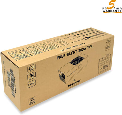Tecnoware 300W ATX Power Supply for PC - Quiet 8cm Fan - Connectors 3 for SATA, 1 for 24 Pole, 1 for 12V 4 Plus 4 Pole, 1 for Molex