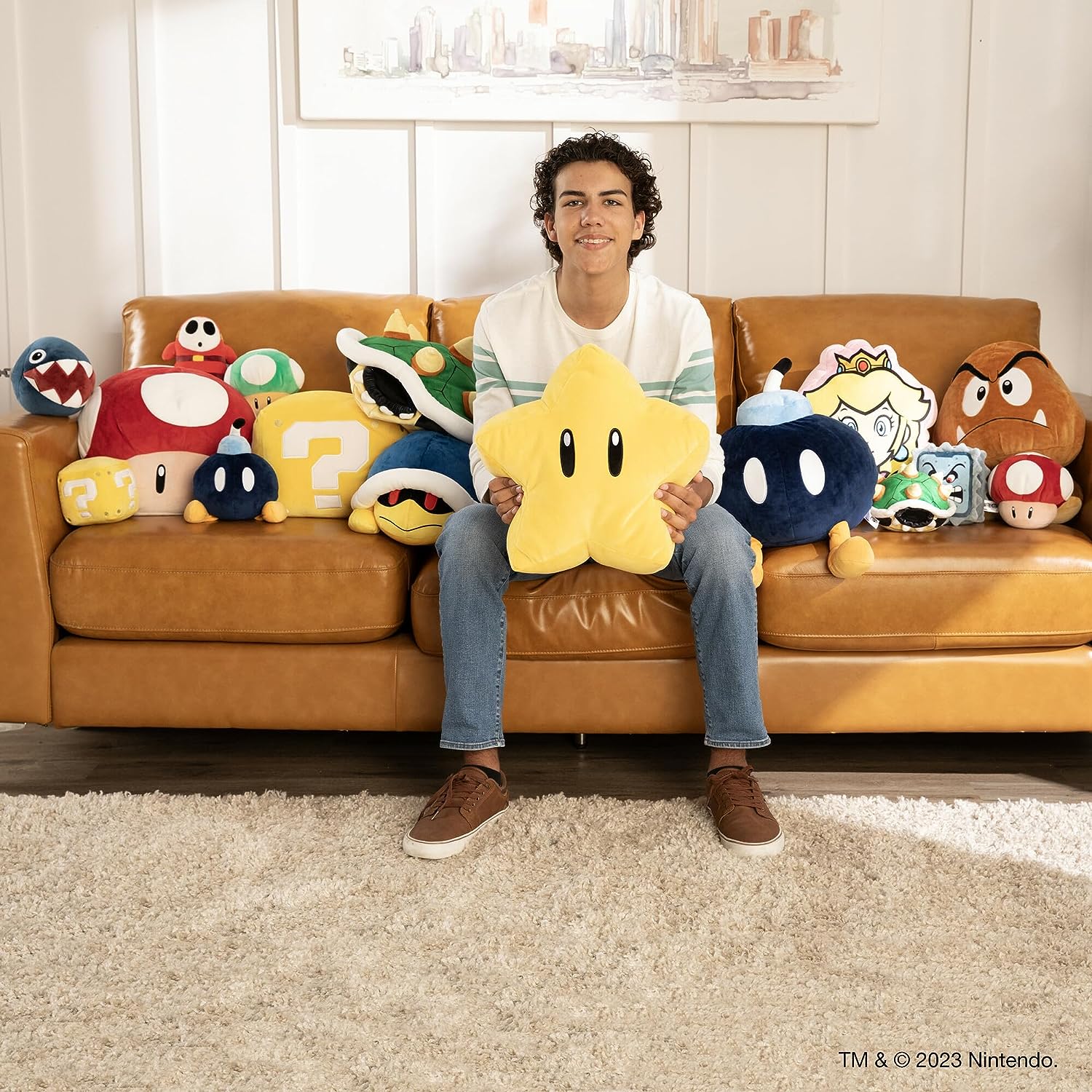 Club Mocchi Mocchi- Super Mario Plush - Super Star Plushie - Squishy Collectible Mario Toys and Plushies