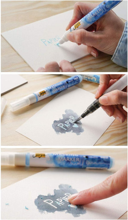 KREUL 18160 Solo Goya fine, Removable Scratch Masking Marker Shape, for Precise and Sharp Middle of Flowing Watercolour Paint, line Width 1-2 mm, Blue fine (1 - 2 mm)