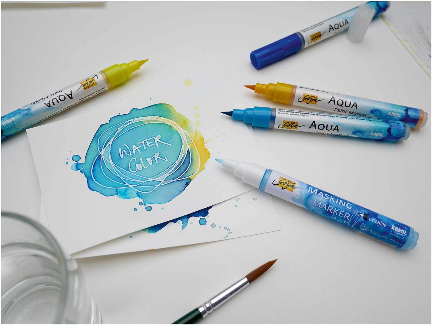 KREUL 18160 Solo Goya fine, Removable Scratch Masking Marker Shape, for Precise and Sharp Middle of Flowing Watercolour Paint, line Width 1-2 mm, Blue fine (1 - 2 mm)
