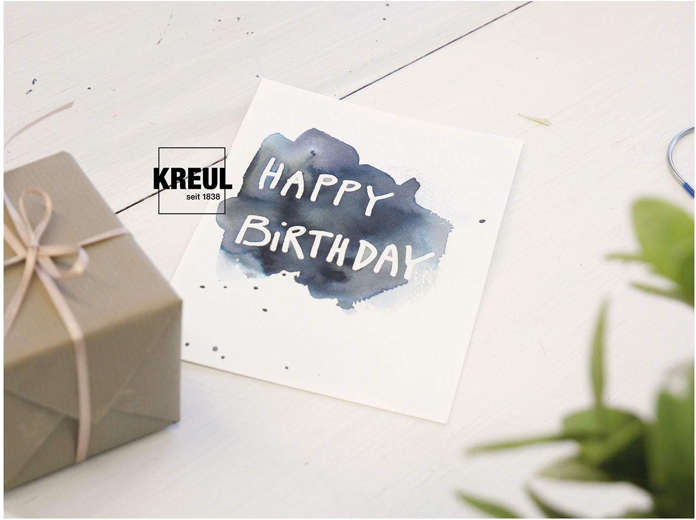 KREUL 18160 Solo Goya fine, Removable Scratch Masking Marker Shape, for Precise and Sharp Middle of Flowing Watercolour Paint, line Width 1-2 mm, Blue fine (1 - 2 mm)