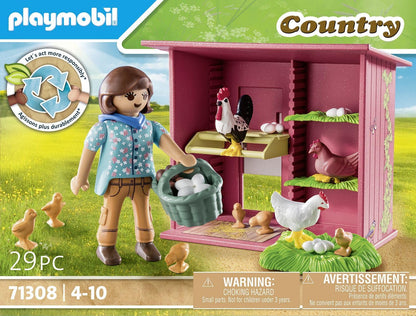 PLAYMOBIL | Country | Hühner mit Küken | Hühnerhaus für deinen Bauernhof | Spielzeug für Kinder ab 4 Jahren | 71308
