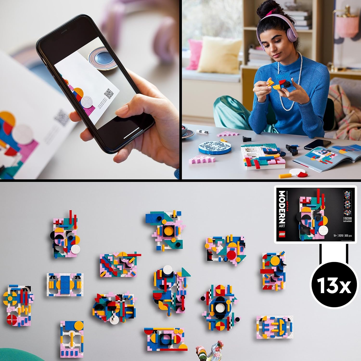 LEGO 31210 ART Modern Art Set, Create A Colourful Abstract Wall Canvas, Home Decor for Living Room or Bedroom, Crafts Creative Activity for Adults and Teens, Gift for Women, Men