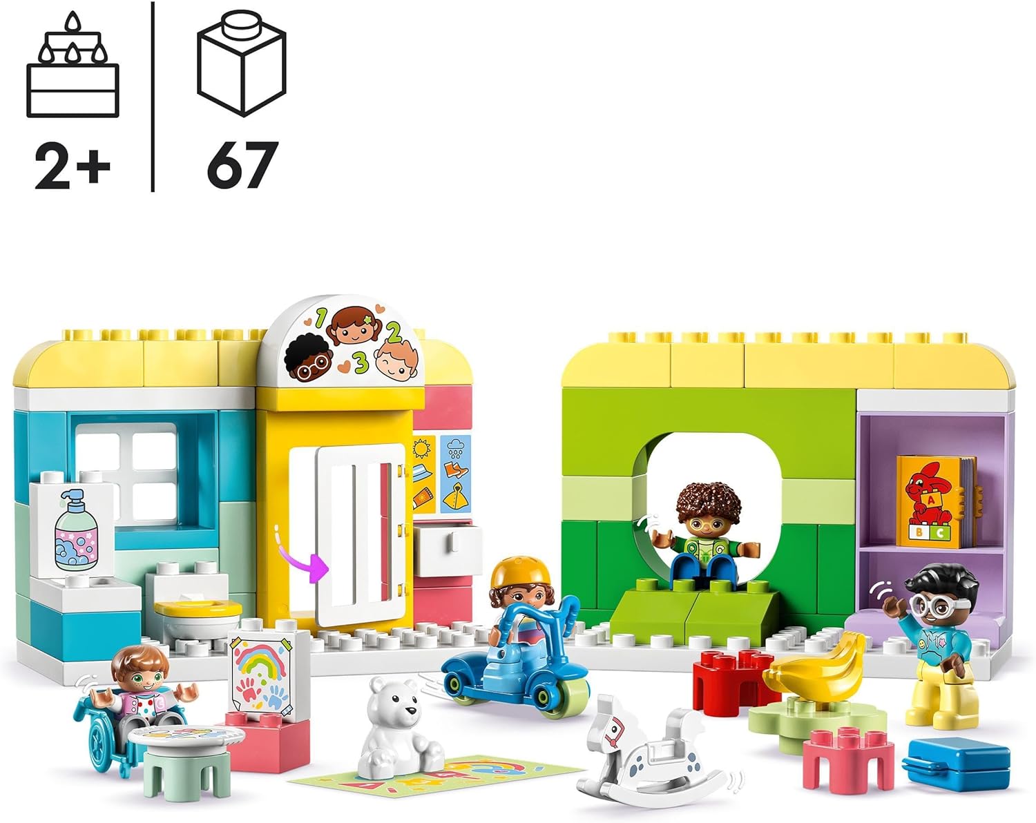 LEGO 10992 DUPLO Spielspaß in der Kita, Lern-Spielzeug für Kleinkinder ab 2 Jahren, Set mit Bausteinen und 4 Figuren inkl. Vorschullehrerin