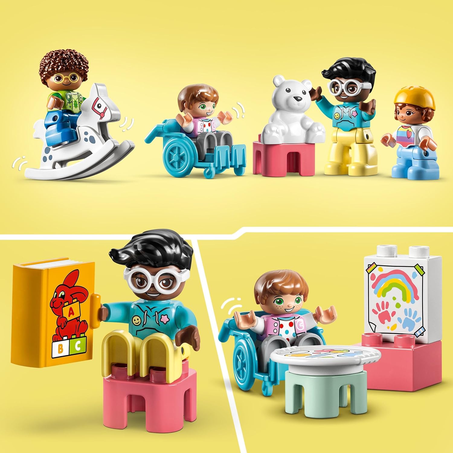 LEGO 10992 DUPLO Spielspaß in der Kita, Lern-Spielzeug für Kleinkinder ab 2 Jahren, Set mit Bausteinen und 4 Figuren inkl. Vorschullehrerin