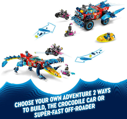 LEGO DREAMZzz Crocodile Car Toy 2in1 Set, Dream Monster Truck or Croc Car Vehicle, Includes Cooper, Jayden and Night Hunter Minifigures, Gift for Kids, Boys and Girls Aged 8+ 71458