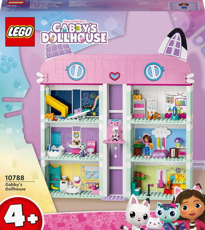 LEGO Gabby's Dollhouse Toy Playset, 4-Floor & 8-Room Dollhouse with Gabby, Pandy Paws, MerCat and Cakey figures plus Accessories, Gift Toys for 4 Plus Year Old Girls, Boys & Kids 10788