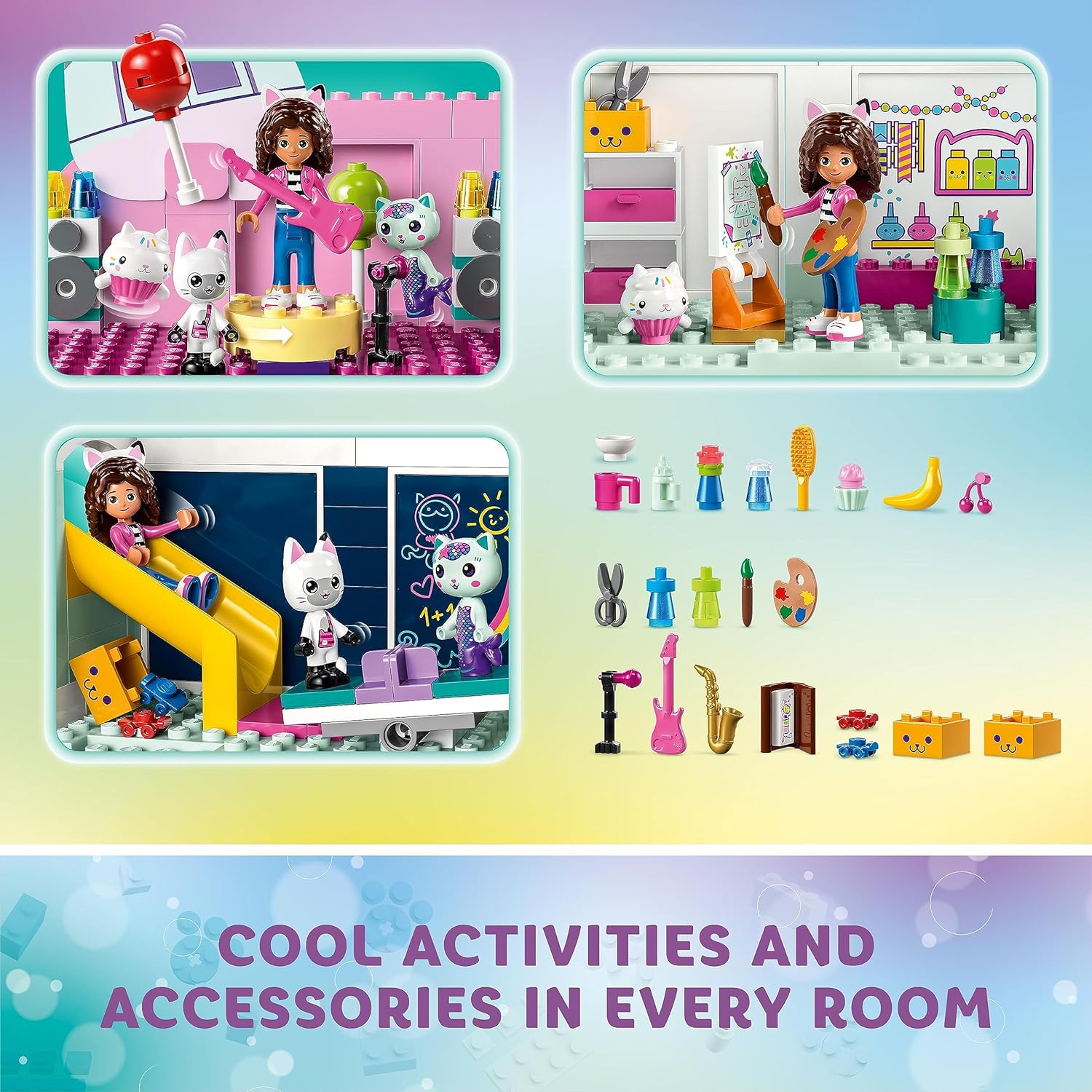 LEGO Gabby's Dollhouse Toy Playset, 4-Floor & 8-Room Dollhouse with Gabby, Pandy Paws, MerCat and Cakey figures plus Accessories, Gift Toys for 4 Plus Year Old Girls, Boys & Kids 10788
