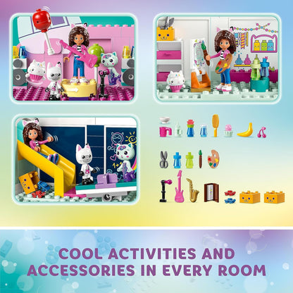 LEGO Gabby's Dollhouse Toy Playset, 4-Floor & 8-Room Dollhouse with Gabby, Pandy Paws, MerCat and Cakey figures plus Accessories, Gift Toys for 4 Plus Year Old Girls, Boys & Kids 10788