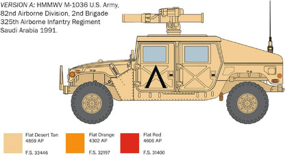 Italeri 6598 1:35 HMMWV M966 Tow Carrier-Faithful Replica, Building, Plastic, Military Kit, Standing Model