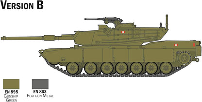 Italeri 72004 1:72 M-1 Abrams - Set completo de construcción de maquetas, kit de construcción, construcción de modelos de pie, manualidades, aficiones, pegar, kit de plástico, incluye accesorios