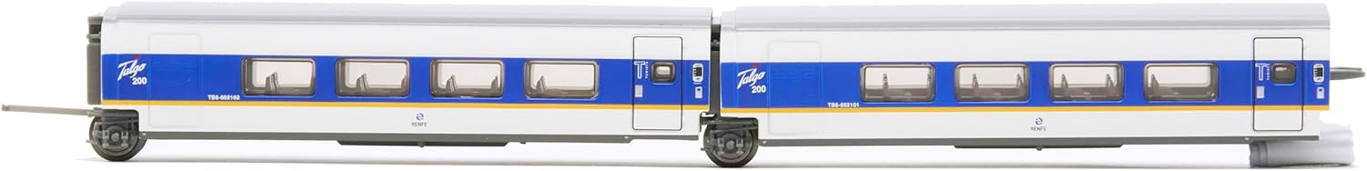 RENFE Talgo 200 Zugset, 6-teilig, weiß und blau lackiert mit gelbem Streifen, Epoche V