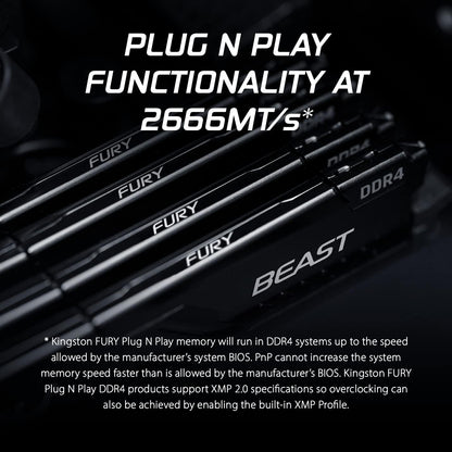 Kingston FURY Beast 32GB (2x16GB) 2666MHz DDR4 CL16 Desktop Memory Kit of 2 KF426C16BB1K2/32 32GB Kit of 2 2666MHz 8Gbit