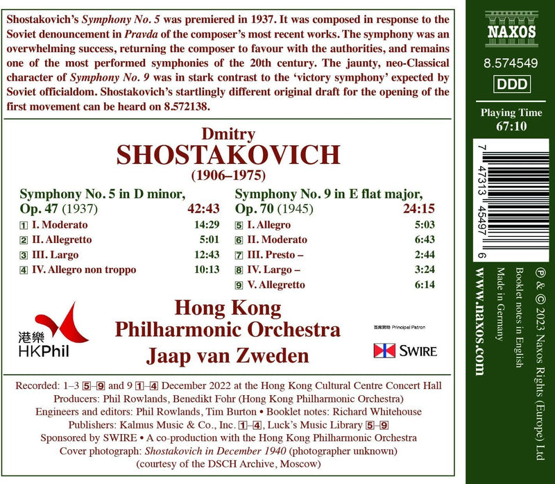 Shostakovich: Symphonies Nos. 5 and 9