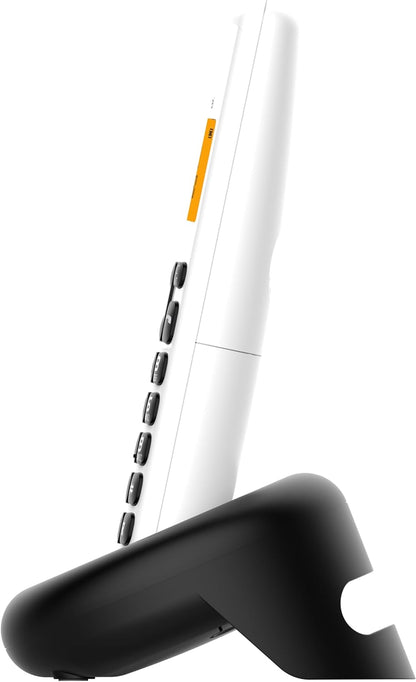 Alcatel E160 White Cordless DECT Phone with Blocking Unwanted Calls, Large Orange Backlit Display, Easy to Read, Classic and Polyphonic Ringtones
