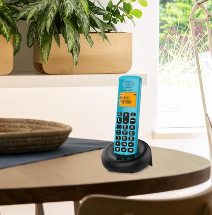 Alcatel E160 Blu Telefono Cordless DECT con Blocco Chiamate Indesiderate, Ampio Display Retroilluminato Arancione di Facile Lettura, Suonerie Classiche e Polifoniche
