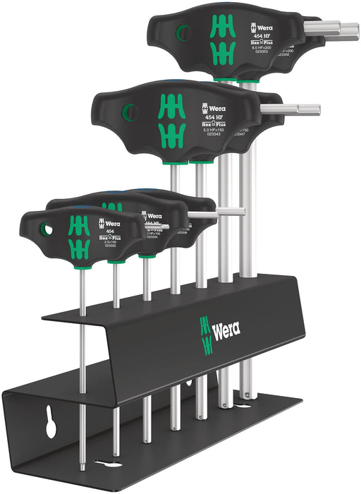 Wera 05023453001 454/7 HF Set 2, Cross Handle Screwdriver Set, 7 Pieces, Black, Hex-Plus - Metric