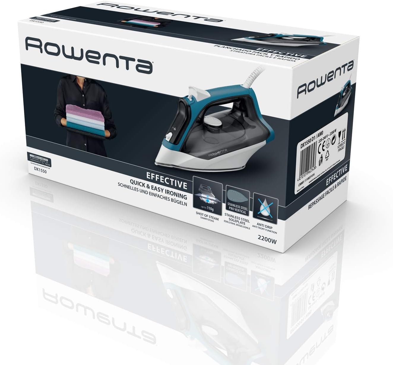 Rowenta Effective 2200W Steam Iron 110g/min Auto Steam Iron - Blue