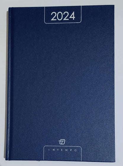 InTempo Alfa 2024 Daily Diary Dark Blue A5 Size 15 x 21 cm + Free Pen