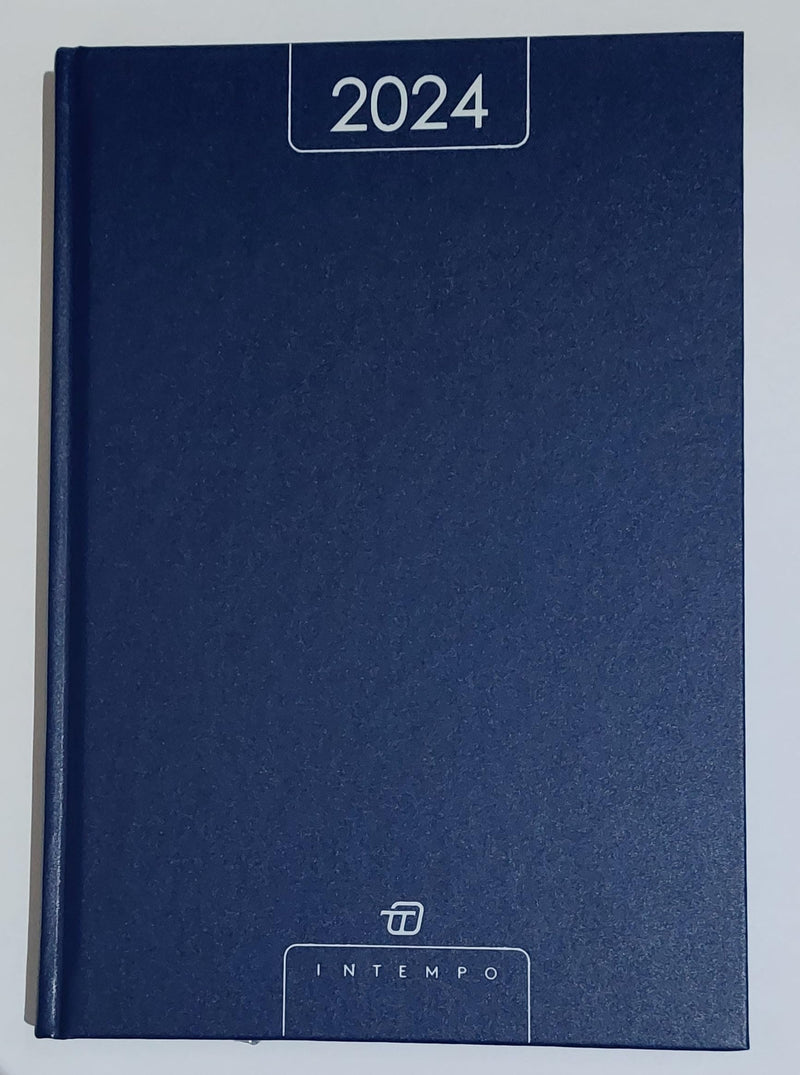 InTempo Alfa 2024 Daily Diary Dark Blue A5 Size 15 x 21 cm + Free Pen