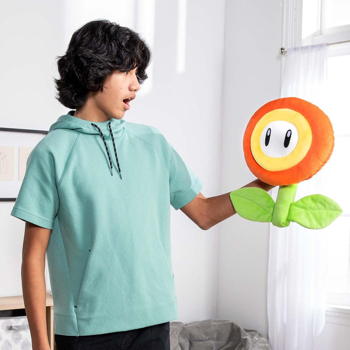 Club Mocchi Mocchi Super Mario Brothers Fire Flower Mega Plush Toy - 15" Officially Licensed Mario Movie/Video Games Soft Toys - Super Mario Room Decor - Kids Toys for 3 Year Old Boys & Girls