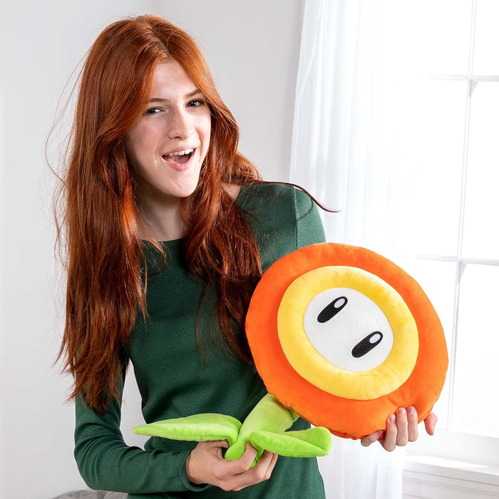 Club Mocchi Mocchi Super Mario Brothers Fire Flower Mega Plush Toy - 15" Officially Licensed Mario Movie/Video Games Soft Toys - Super Mario Room Decor - Kids Toys for 3 Year Old Boys & Girls